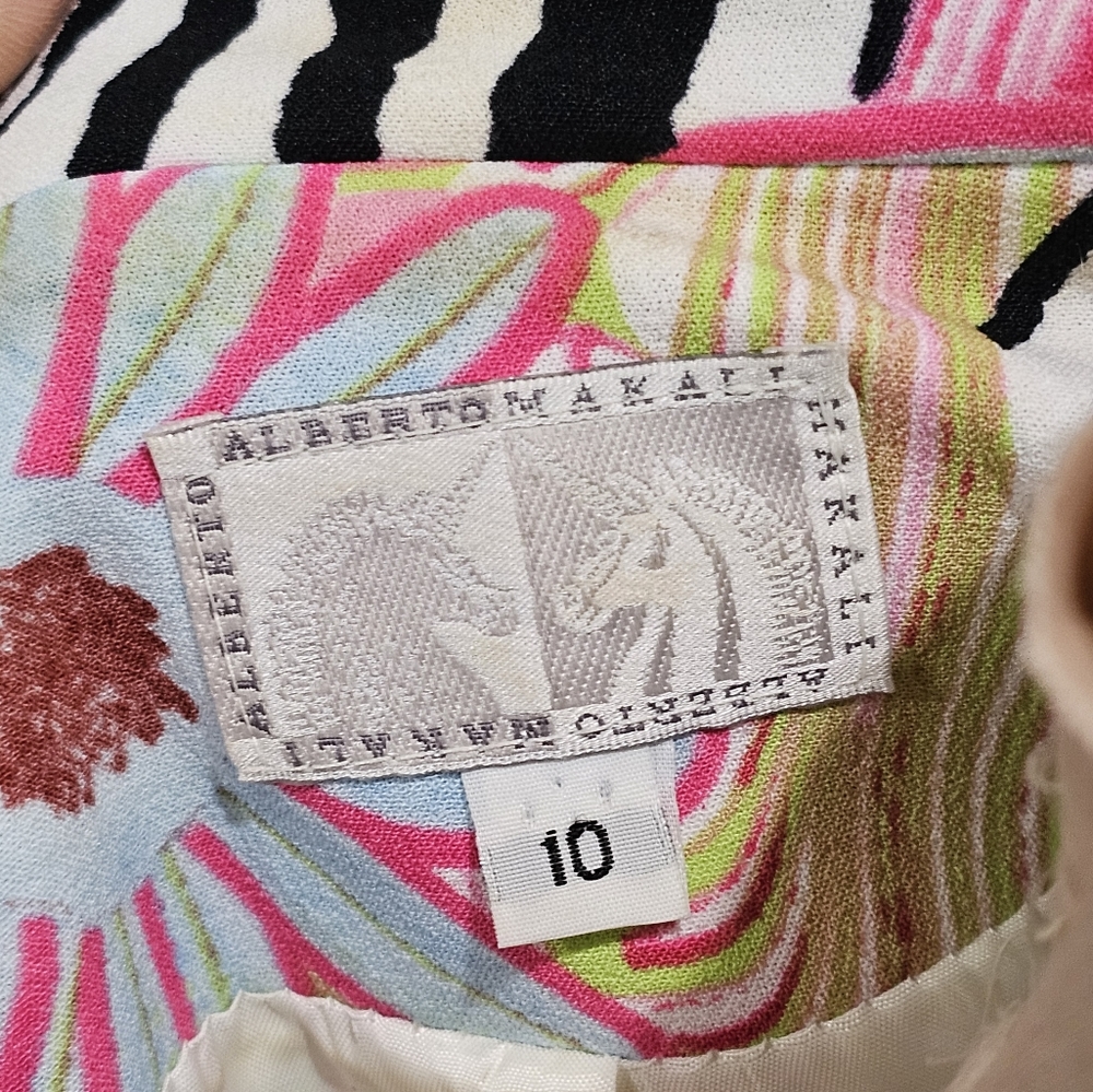 ALBERTO MAKALI White Floral Zebra Print Blazer Jacket 10 - Picture 9 of 10